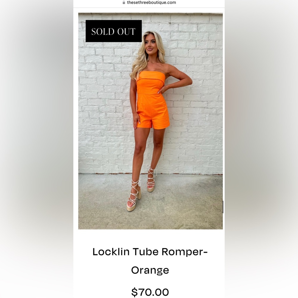 These Three Locklin Tube orange romper size small